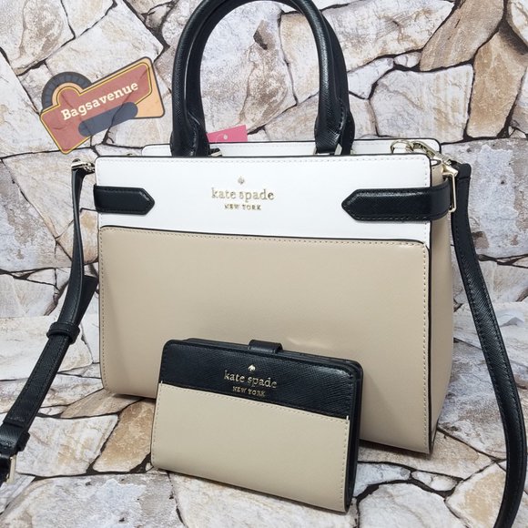 ✨purse staci medium satchel shoulder bag beige leather medium Wallet Kate Spade - Picture 9 of 15